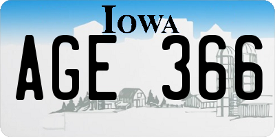IA license plate AGE366