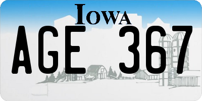 IA license plate AGE367