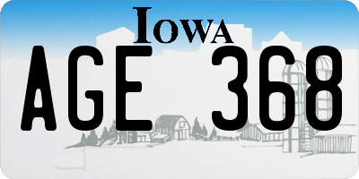 IA license plate AGE368