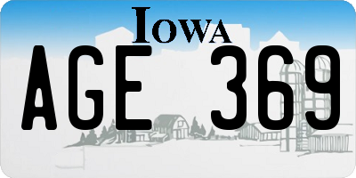 IA license plate AGE369