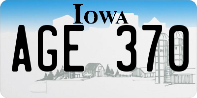 IA license plate AGE370