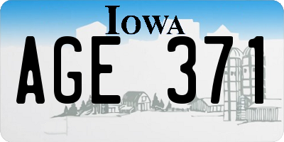IA license plate AGE371