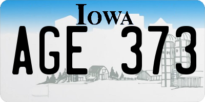 IA license plate AGE373