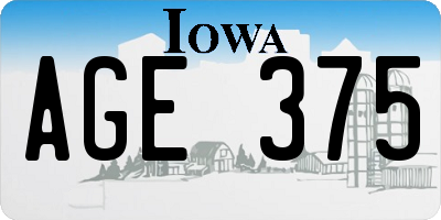 IA license plate AGE375
