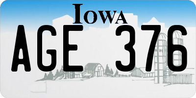 IA license plate AGE376