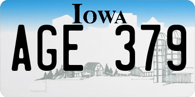 IA license plate AGE379