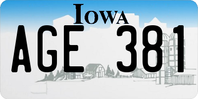 IA license plate AGE381