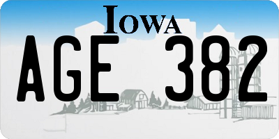 IA license plate AGE382