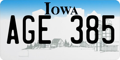 IA license plate AGE385