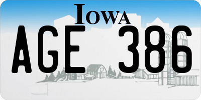 IA license plate AGE386