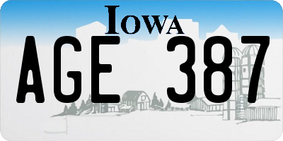IA license plate AGE387