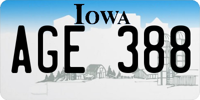 IA license plate AGE388