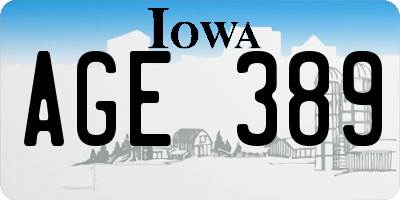 IA license plate AGE389