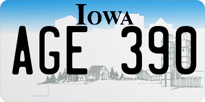 IA license plate AGE390