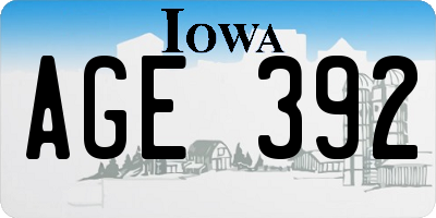 IA license plate AGE392