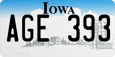 IA license plate AGE393