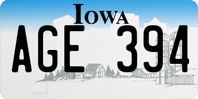 IA license plate AGE394