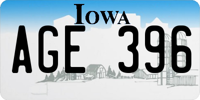 IA license plate AGE396