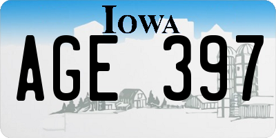 IA license plate AGE397