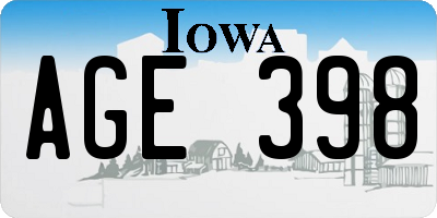 IA license plate AGE398