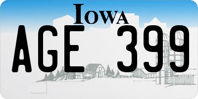 IA license plate AGE399