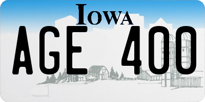 IA license plate AGE400