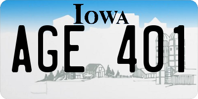IA license plate AGE401