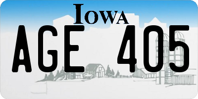 IA license plate AGE405
