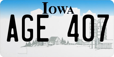 IA license plate AGE407