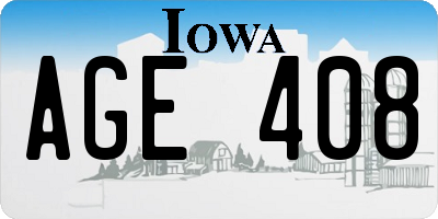 IA license plate AGE408