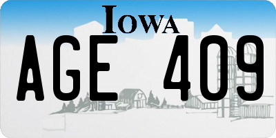 IA license plate AGE409