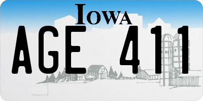 IA license plate AGE411