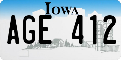IA license plate AGE412