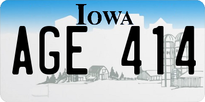 IA license plate AGE414
