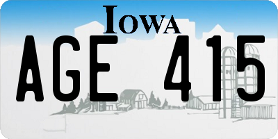 IA license plate AGE415