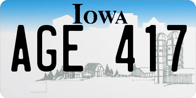 IA license plate AGE417