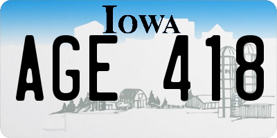 IA license plate AGE418