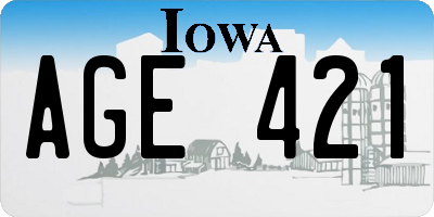 IA license plate AGE421