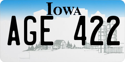 IA license plate AGE422