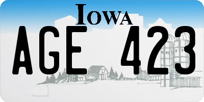 IA license plate AGE423