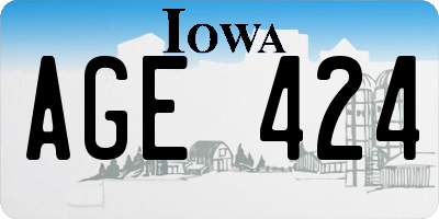 IA license plate AGE424