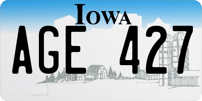 IA license plate AGE427