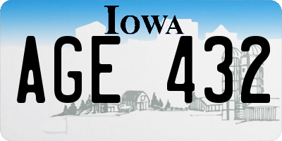 IA license plate AGE432