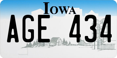 IA license plate AGE434