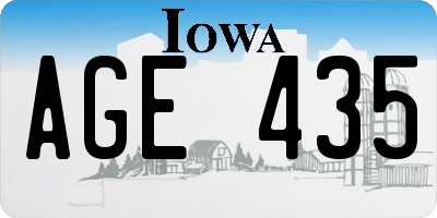 IA license plate AGE435