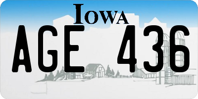 IA license plate AGE436