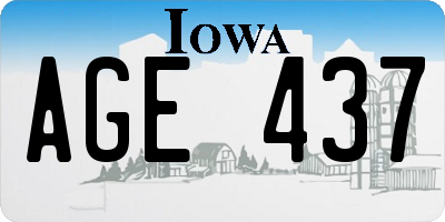 IA license plate AGE437