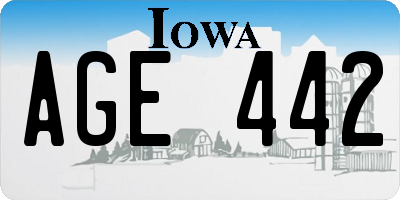IA license plate AGE442