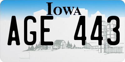 IA license plate AGE443