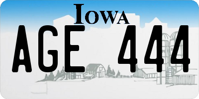IA license plate AGE444